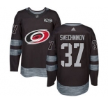 Men's Carolina Hurricanes #37 Andrei Svechnikov Black 1917-2017 100th Anniversary Stitched Hockey Jersey