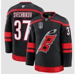 Men's Carolina Hurricanes #37 Andrei Svechnikov Black 2026 Stanley Cup Final Home Premium Hockey Stitched Jersey