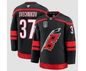 Men's Carolina Hurricanes #37 Andrei Svechnikov Black 2026 Stanley Cup Final Home Premium Hockey Stitched Jersey