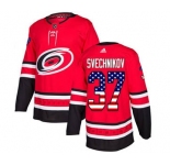 Men's Carolina Hurricanes #37 Andrei Svechnikov Red Home USA Flag Stitched Hockey Jersey