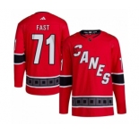 Men's Carolina Hurricanes #71 Jesper Fast 2022-23 Reverse Retro Red Stitched Jersey