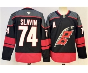 Men's Carolina Hurricanes #74 Jaccob Slavin Black 2024-25 With A Patch Stitched Hockey Jersey