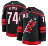 Men's Carolina Hurricanes #74 Jaccob Slavin Black 2026 Stanley Cup Champions And A Patch Home Stitched Hockey Jersey