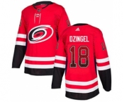 Men's Hurricanes #18 Ryan Dzingel Red Home Authentic Drift Fashion Stitched Hockey Jersey