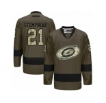 Men's Reebok Carolina Hurricanes #21 Lee Stempniak Authentic Green Salute to Service NHL Jersey