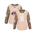 Women Adidas Carolina Hurricanes #11 Jordan Staal Camo Authentic 2017 Veterans Day Stitched NHL Jersey