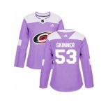 Women Adidas Carolina Hurricanes #53 Jeff Skinner Purple Authentic Fights Cancer Stitched NHL Jersey