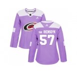 Women Adidas Carolina Hurricanes #57 Trevor Van Riemsdyk Purple Authentic Fights Cancer Stitched NHL Jersey