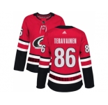 Women Adidas Carolina Hurricanes #86 Teuvo Teravainen Red Home Authentic Stitched NHL Jersey