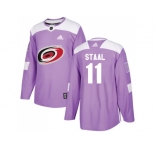Youth Adidas Carolina Hurricanes #11 Jordan Staal Purple Authentic Fights Cancer Stitched NHL Jersey