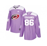 Youth Adidas Carolina Hurricanes #86 Teuvo Teravainen Purple Authentic Fights Cancer Stitched NHL Jersey