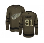 Adidas Detroit Red Wings #91 Sergei Fedorov Green Salute to Service Stitched NHL Jersey