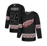 Detroit Red Wings #24 Bob Probert Black Team Logos Fashion Jersey