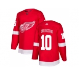 Men Adidas Detroit Red Wings #10 Alex Delvecchio Red Home Authentic Stitched NHL Jersey