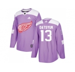 Men Adidas Detroit Red Wings #13 Pavel Datsyuk Purple Authentic Fights Cancer Stitched NHL Jersey