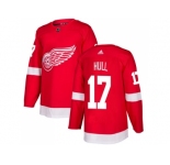 Men Adidas Detroit Red Wings #17 Brett Hull Red Home Authentic Stitched NHL Jersey