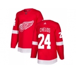 Men Adidas Detroit Red Wings #24 Chris Chelios Red Home Authentic Stitched NHL Jersey