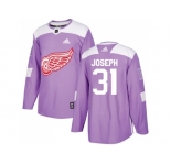 Men Adidas Detroit Red Wings #31 Curtis Joseph Purple Authentic Fights Cancer Stitched NHL Jersey