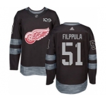 Men's Red Wings #51 Valtteri Filppula Black 1917-2017 100th Anniversary Stitched Hockey Jersey