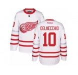 Men's Reebok Detroit Red Wings #10 Alex Delvecchio Authentic White 2017 Centennial Classic NHL Jersey