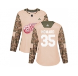 Women Adidas Detroit Red Wings #35 Jimmy Howard Camo Authentic 2017 Veterans Day Stitched NHL Jersey