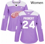 Womens Adidas Detroit Red Wings 24 Bob Probert Authentic Purple Fights Cancer Practice NHL Jersey