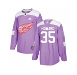 Youth Adidas Detroit Red Wings #35 Jimmy Howard Purple Authentic Fights Cancer Stitched NHL Jersey