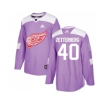Youth Adidas Detroit Red Wings #40 Henrik Zetterberg Purple Authentic Fights Cancer Stitched NHL Jersey