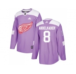 Youth Adidas Detroit Red Wings #8 Justin Abdelkader Purple Authentic Fights Cancer Stitched NHL Jersey