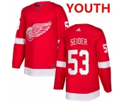Youth Detroit Red Wings #53 Moritz Seider Red Home Hockey Stitched NHL Jersey