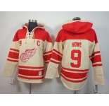 nhl jerseys detroit red wings #9 howe red-cream[pullover hooded sweatshirt patch C]