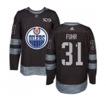 Adidas Edmonton Oilers #31 Grant Fuhr Authentic Black 1917-2017 100th Anniversary NHL Jersey