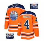 Adidas Edmonton Oilers #4 Kris Russell Authentic Orange Fashion Gold NHL Jersey