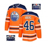 Adidas Edmonton Oilers #46 Pontus Aberg Authentic Orange Fashion Gold NHL Jersey