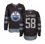 Adidas Edmonton Oilers #58 Anton Slepyshev Authentic Black 1917-2017 100th Anniversary NHL Jersey