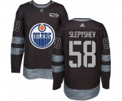 Adidas Edmonton Oilers #58 Anton Slepyshev Authentic Black 1917-2017 100th Anniversary NHL Jersey