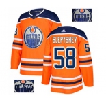 Adidas Edmonton Oilers #58 Anton Slepyshev Authentic Orange Fashion Gold NHL Jersey