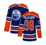 Adidas Edmonton Oilers #98 Jesse Puljujarvi Premier Royal Blue Alternate NHL Jersey