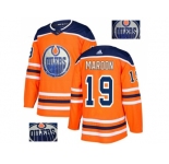 Men Adidas Edmonton Oilers #19 Patrick Maroon Orange Home Authentic Fashion Gold Stitched NHL Jersey