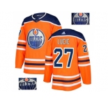 Men Adidas Edmonton Oilers #27 Milan Lucic Orange Home Authentic Fashion Gold Stitched NHL Jersey