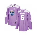 Men Adidas Edmonton Oilers #5 Mark Fayne Purple Authentic Fights Cancer Stitched NHL Jersey