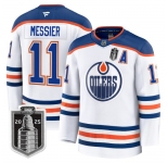 Men's Edmonton Oilers #11 Mark Messier White 2025 Stanley Cup Final Away Premium Jersey