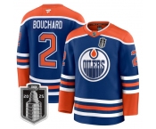 Men's Edmonton Oilers #2 Evan Bouchard Royal 2025 Stanley Cup Final Home Premium Jersey