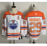 Men's Edmonton Oilers #29 Leon Draisaitl Authentic White 2021 New Hockey Jersey