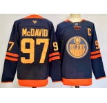 Men's Edmonton Oilers #97 Connor McDavid Navy 2024-25 C Patch Stitched Jersey