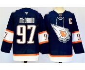 Men's Edmonton Oilers #97 Connor McDavid Navy With C Patch Reverse Retro Stitched Jersey