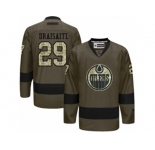Men's Reebok Edmonton Oilers #29 Leon Draisaitl Authentic Green Salute to Service NHL Jersey