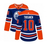 Women Adidas Edmonton Oilers #10 Esa Tikkanen Authentic Royal Blue Alternate NHL Jersey