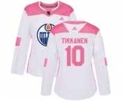 Women Adidas Edmonton Oilers #10 Esa Tikkanen Authentic White Pink Fashion NHL Jersey