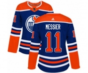 Women Adidas Edmonton Oilers #11 Mark Messier Authentic Royal Blue Alternate NHL Jersey